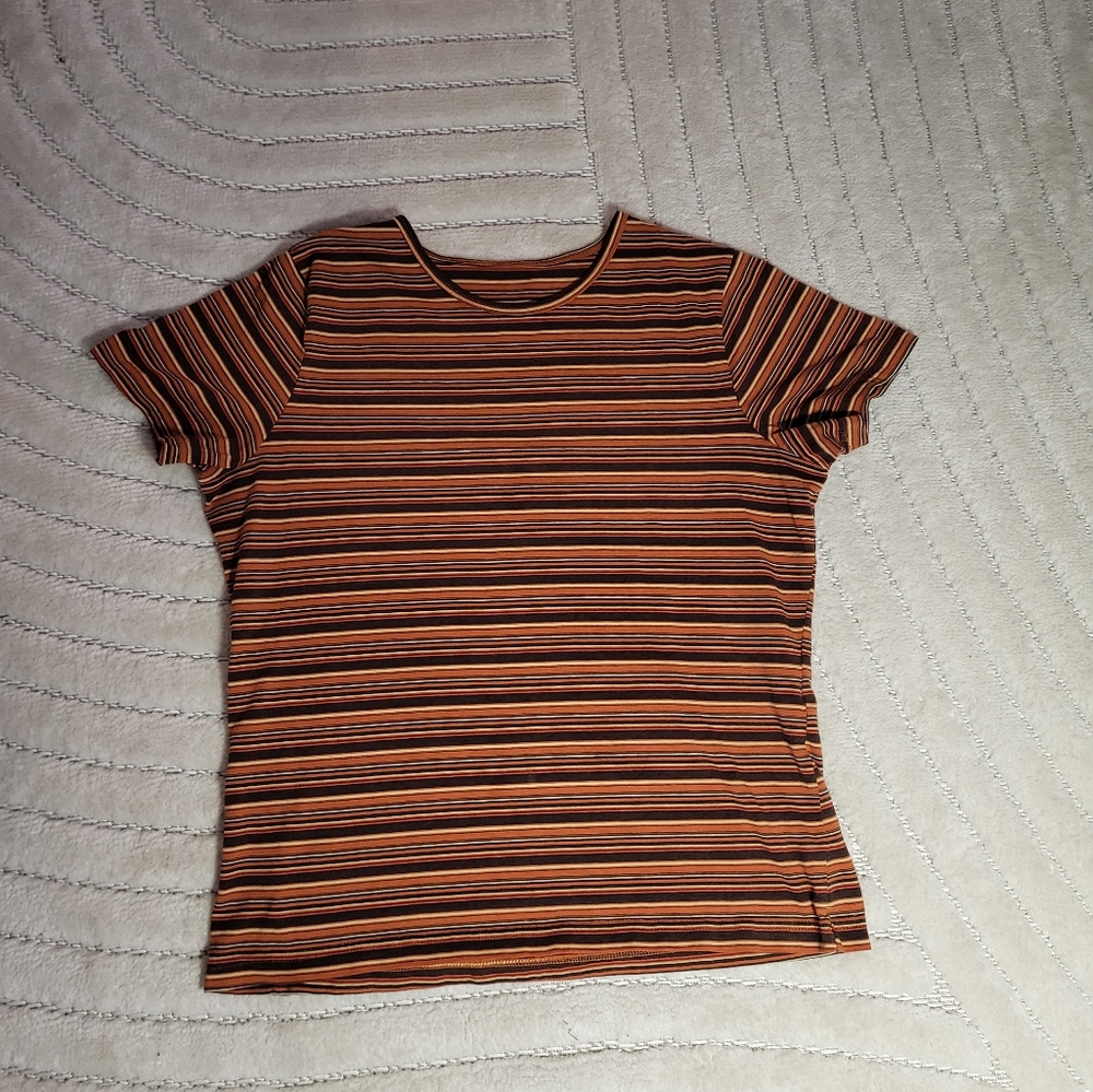 Striped Brown and Orange Women's Top